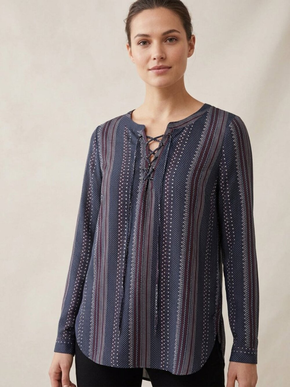 Blue Red and Grey Spotted patterned shirt